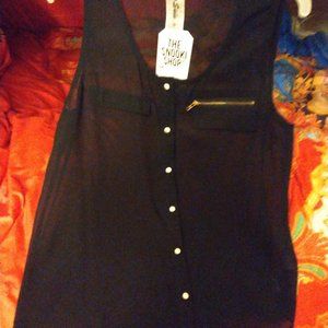 Sleeveless button down sheer top